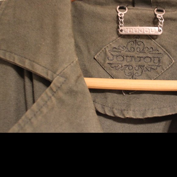 Vintage Black Leather & Green Military Jacket - Picture 4 of 5